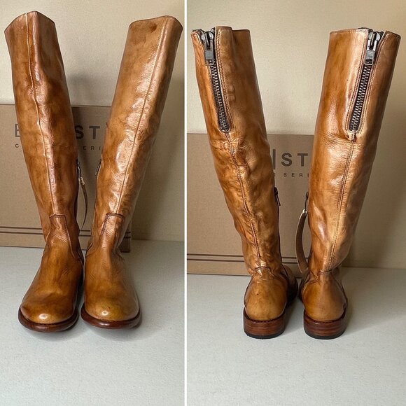 BED STU Tess Tan Rustic Leather Tall Riding Boots BedStu Size 7 - Picture 6 of 16